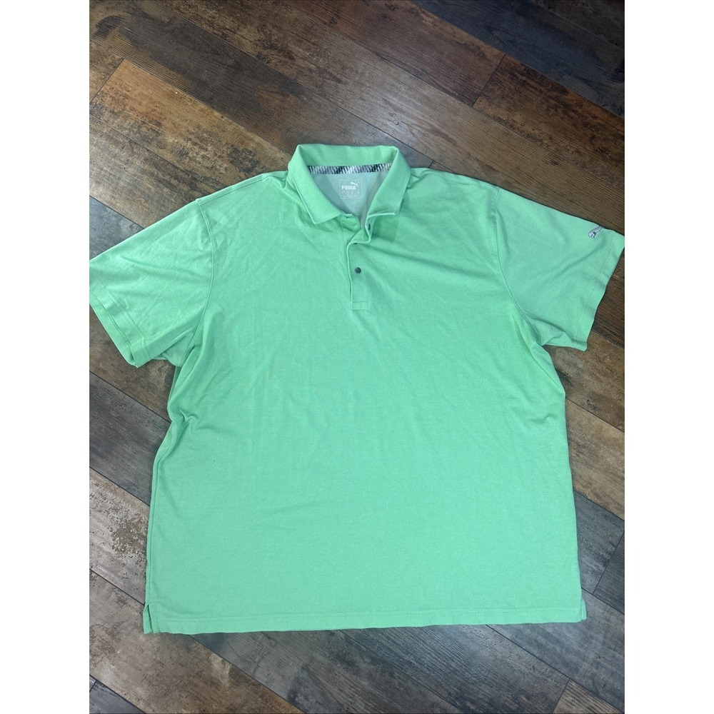 Puma Mens XXL Mint Green Short Sleeve Pique Polo Shirt Snap Placket Golf Top